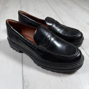 Reformation Women’s Size 10 Agathea Chunky Penny Loafers Black Business Casual